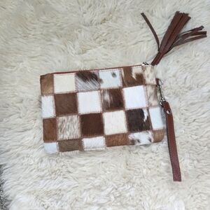 Patchwork Cowhide Clutch Bag